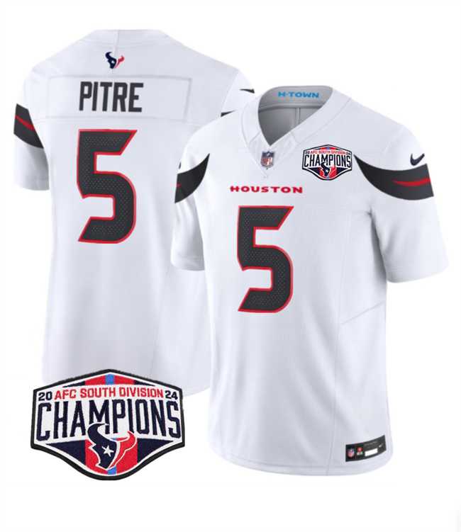 Men's Houston Texans #5 Jalen Pitre White F.U.S.E. 2024 AFC South Division Champions Vapor Limited Stitched Jersey,We sell and wholesale Men's Houston Texans #5 Jalen Pitre White F.U.S.E. 2024 AFC South Division Champions Vapor Limited Stitched Jersey on line form chian!